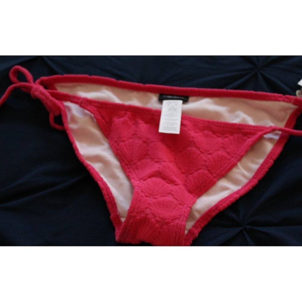 NWT Kate Spade SeaShell Print String Bikini Bottom, Rose Jam, Size Medium